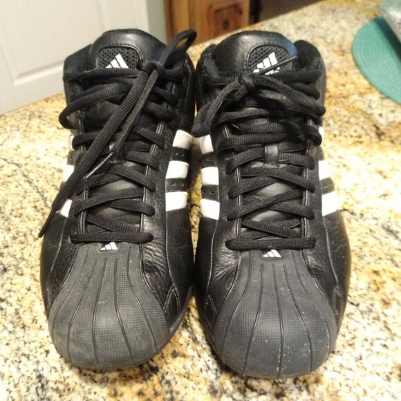 RARE 2003 Adidas Core Black Mens US 9.5 Retro Basketball Sneakers Lace Up 041487 - Picture 5 of 11